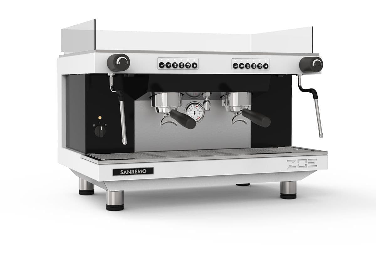 Кофемашина рожковая Sanremo Zoe SED 2Gr, бело-чёрная