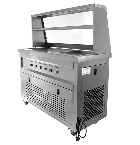 Фризер для жареного мороженого Foodatlas KCB-2F (контейнеры, стол для топпингов, 2 компрессора)