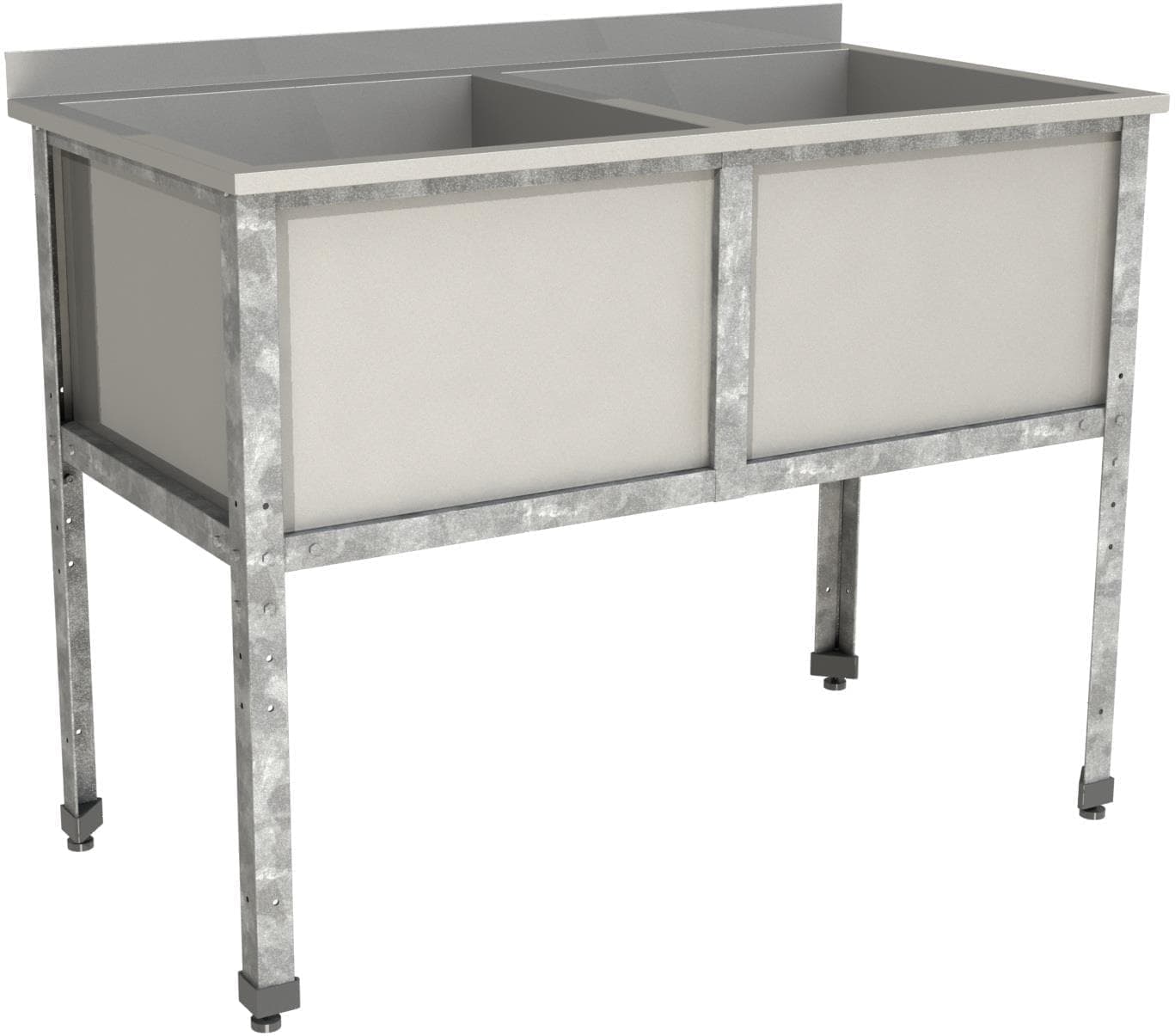 Ванна моечная двухсекционная с бортом Restoinox ВМС-2/5-Б-ЭЦ