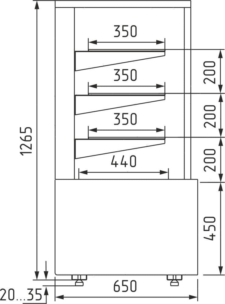Витрина хлебная Carboma KC70 N 1,3-2 Сube Техно 9006-9005 (без стекла)