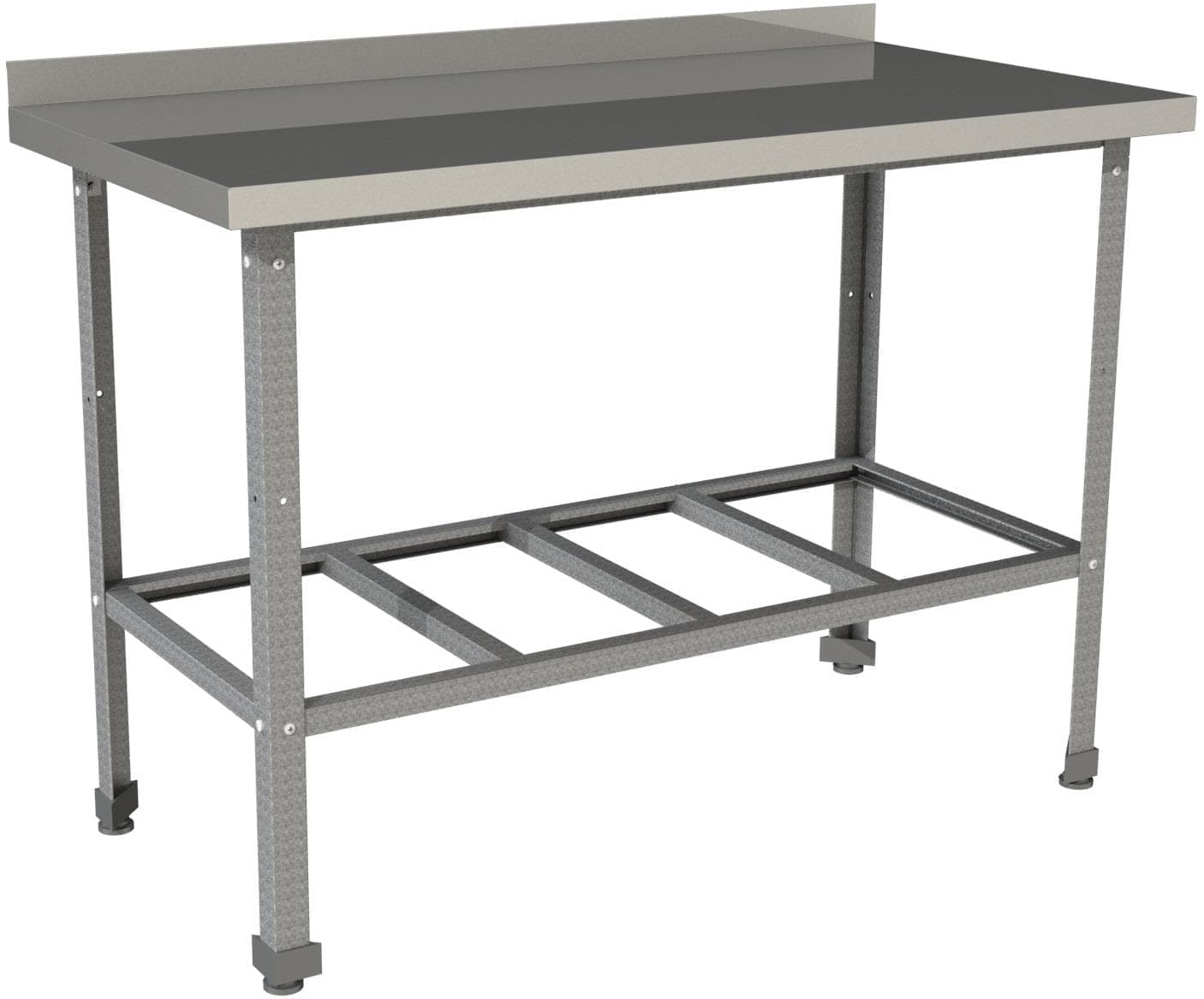 Стол производственный c бортом с полкой решеткой Restoinox СП-10/8-БР-ЭЦ
