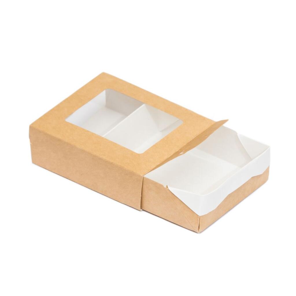 Контейнер бумажный пенал с окном 300мл 100х80х30мм 100шт/уп Garcia De Pou | ECO CASE 300