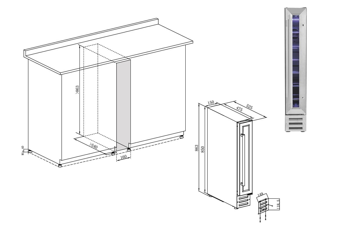 Шкаф винный Temptech WPQ15SCS