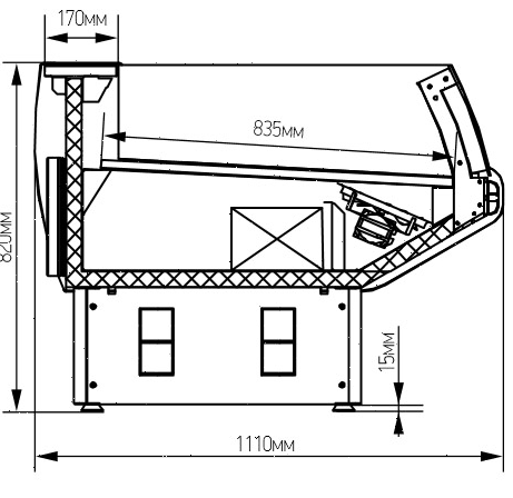 Витрина холодильная Марихолодмаш Парабель ВХСо-3,75 (без агрегата)