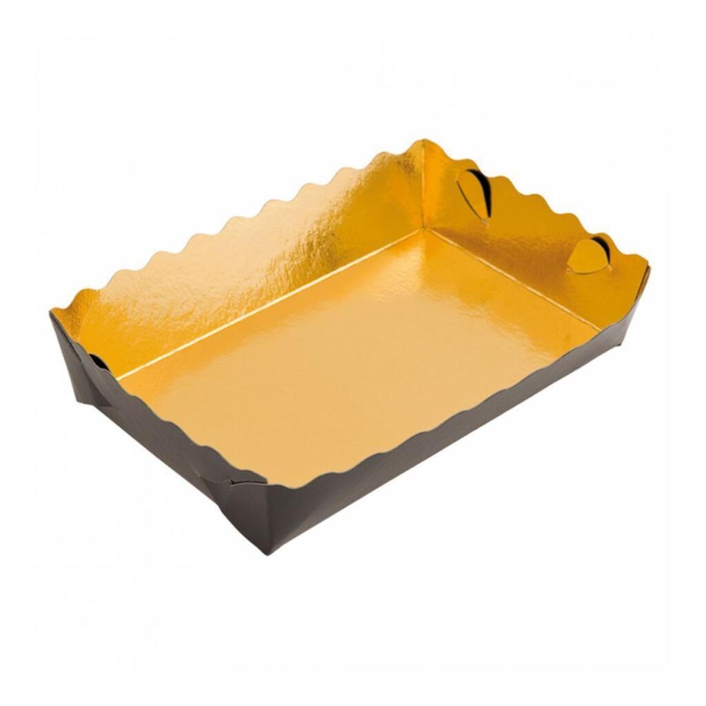 Контейнер кондитерский двусторонний 13х9х3,5 см, золотой/черный картон, 250шт Garcia De Pou | 147.44