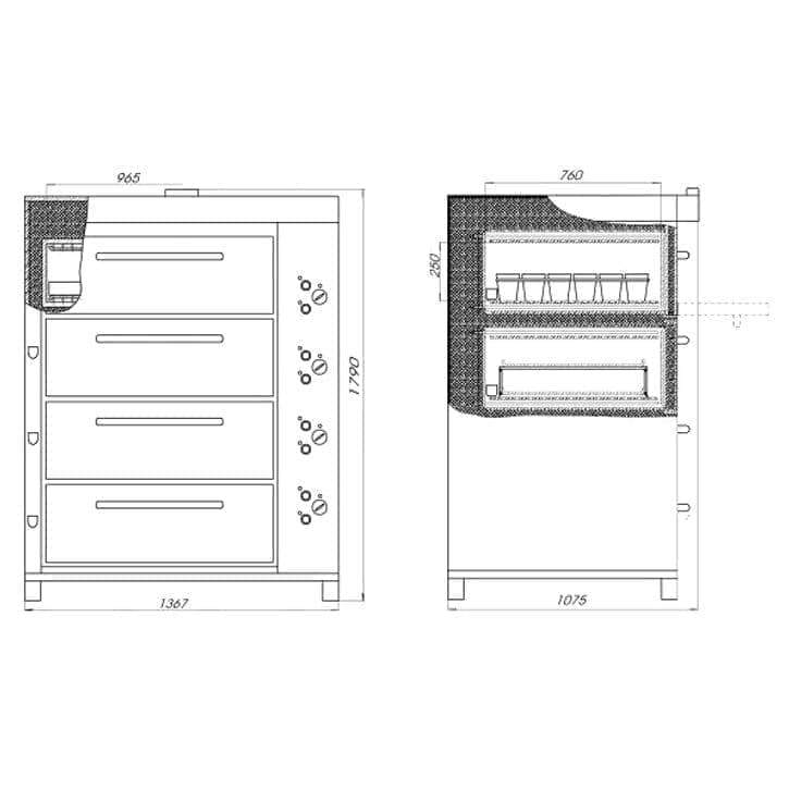 Печь хлебопекарная Восход ХПЭ-750/4 С (стеклянные двери) в обрешетке