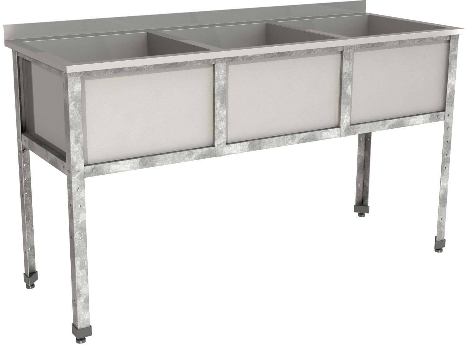 Ванна моечная трехсекционная с бортом Restoinox ВМС-3/5-Б-ЭЦ