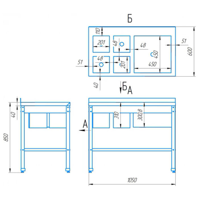 Ванна моечная сварная для мойки яйц Restoinox ВМСЯ-1/5-Б-ЭН+ВМС-1/5-Б-ЭН