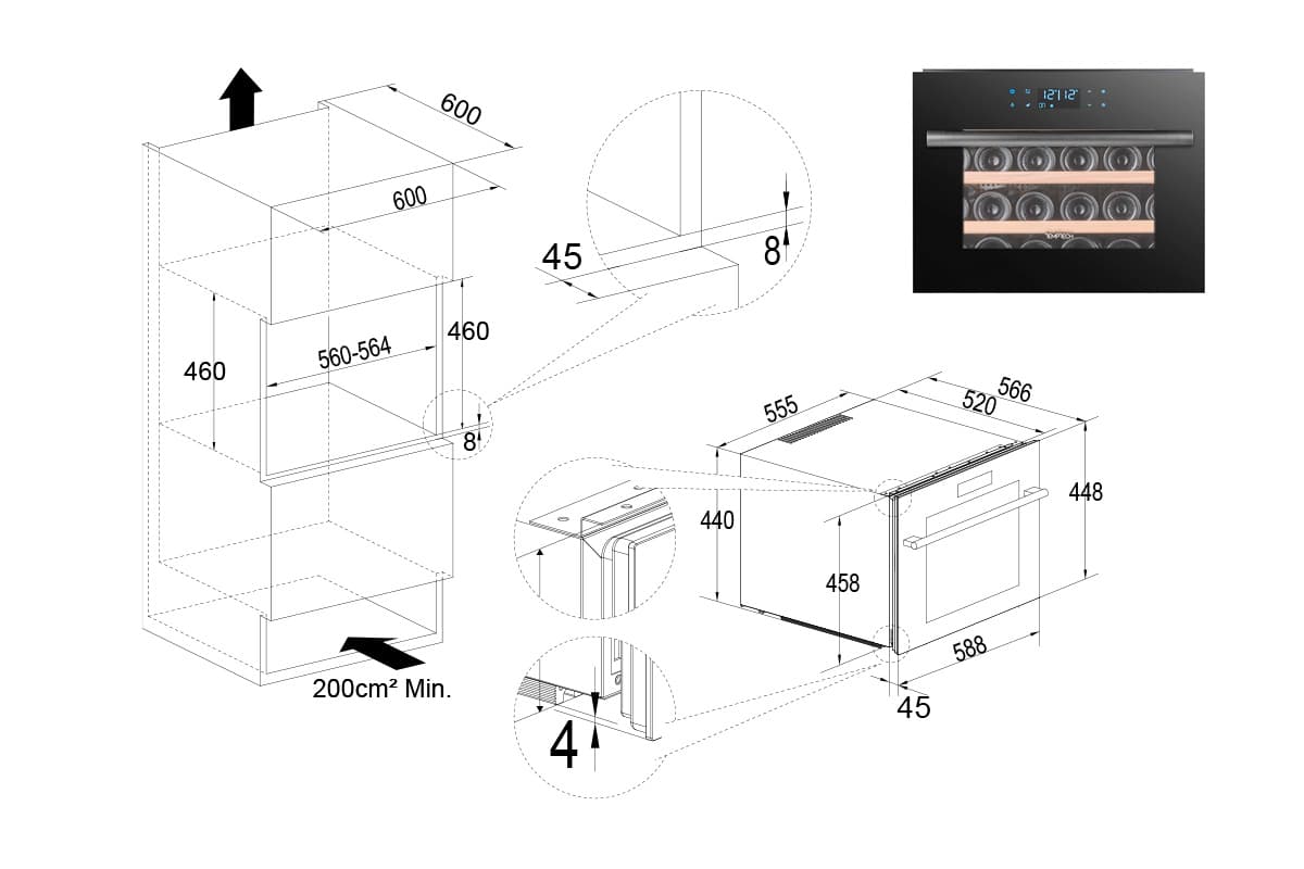Шкаф винный Temptech OZ45SBTOP