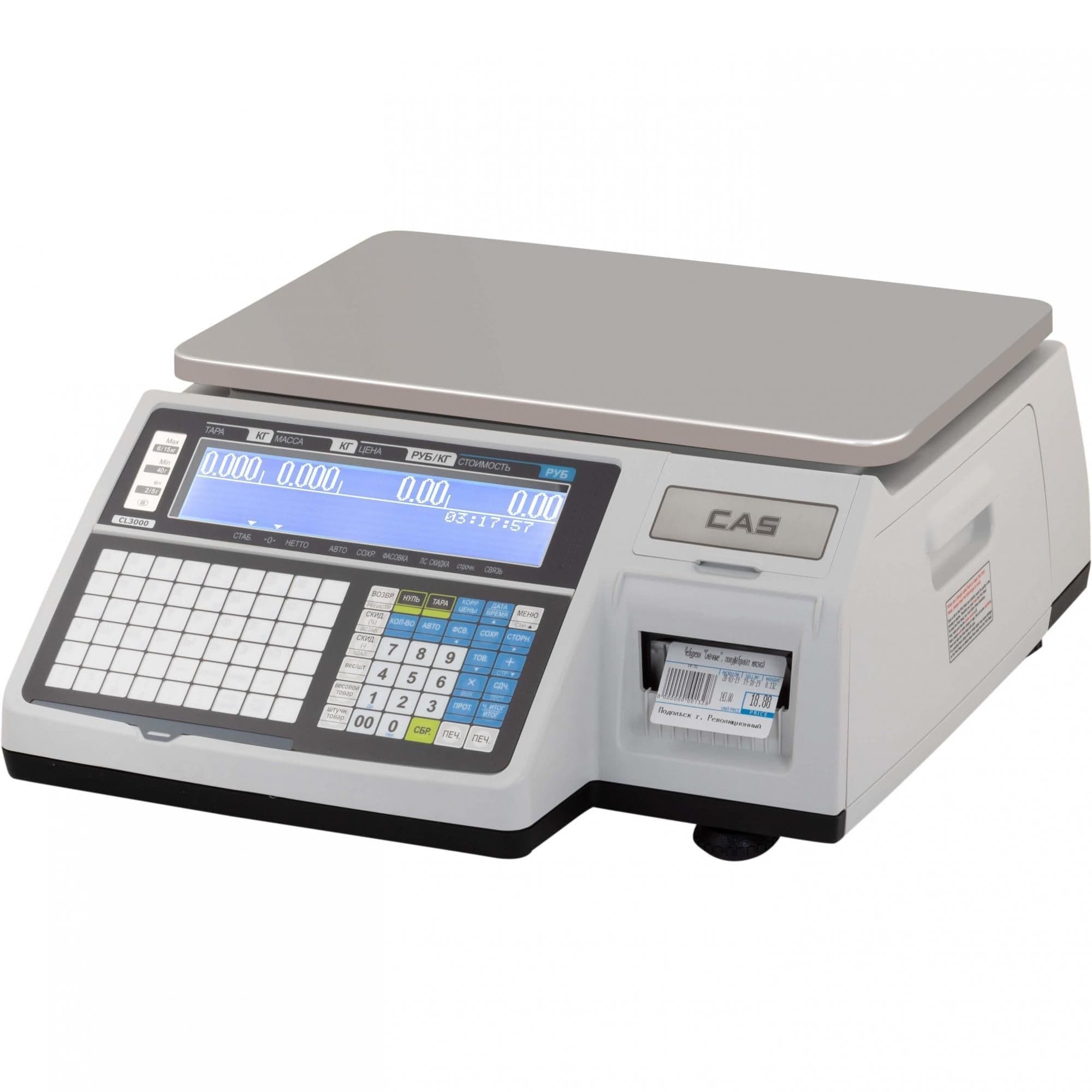 Весы торговые с печатью этикеток CAS CL3000-06B TCP/IP