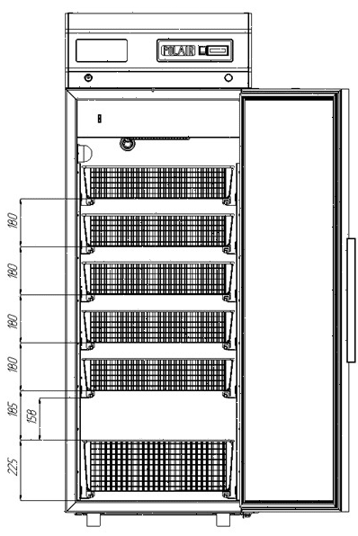 Фармацевтический холодильник Polair ШХФ-0,5 с 6 корзинами