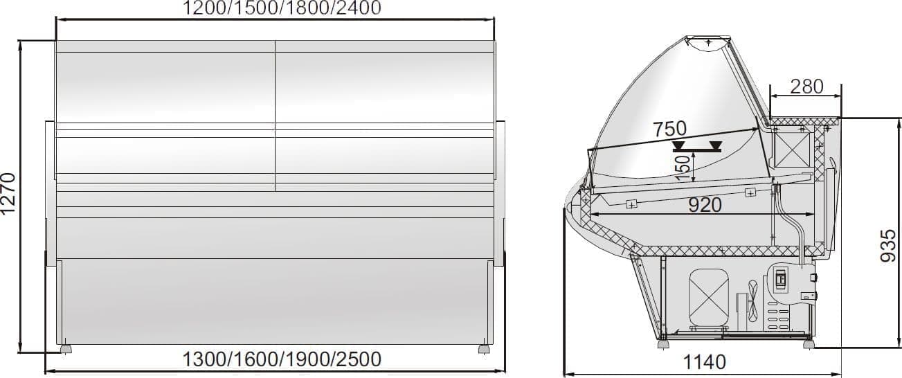 Витрина холодильная Golfstream Нарочь 180 ВС Эконом