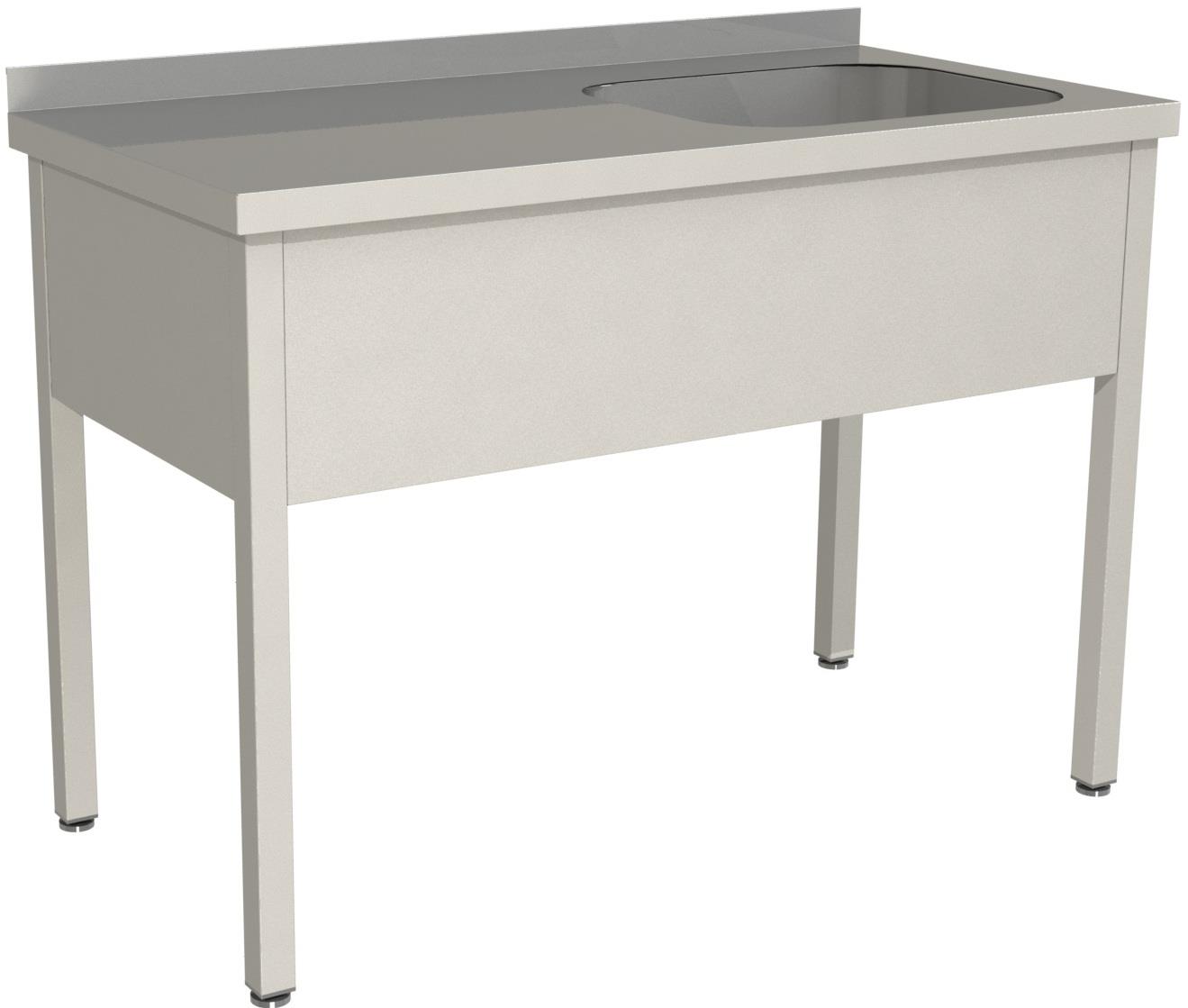 Стол с моечной ванной Restoinox ВМЦР/1-11/6-БП цельнотянутая с бортом